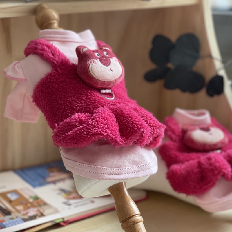 Dễ Thương Đầm Hóa Trang Phối Bèo Nhún Họa Tiết Dâu Tây / Gấu Bông Đáng Yêu Cho Thú Cưng