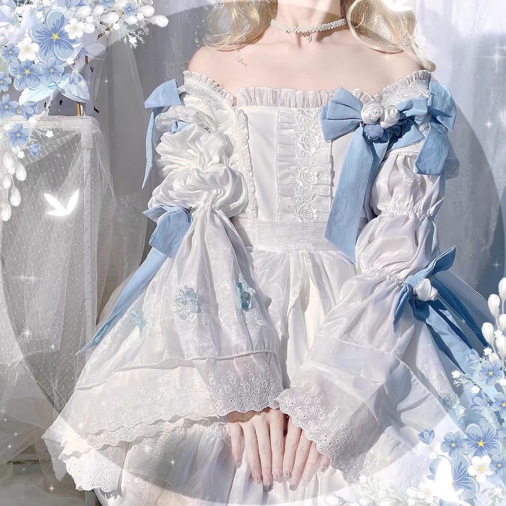 Đầm lolita Tay Dài In Hình Bạch Tuyết Mùa Đông