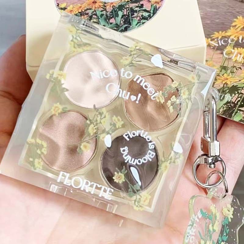 Flortte Bảng Phấn Mắt Bốn Màu Gợn Sóng Thời Trang