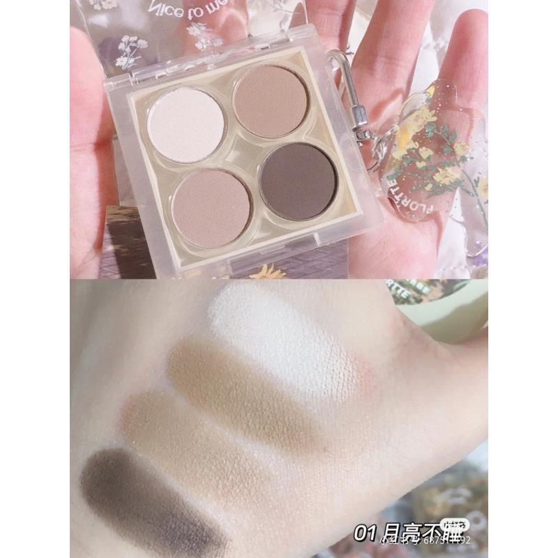 Flortte Bảng Phấn Mắt Bốn Màu Gợn Sóng Thời Trang