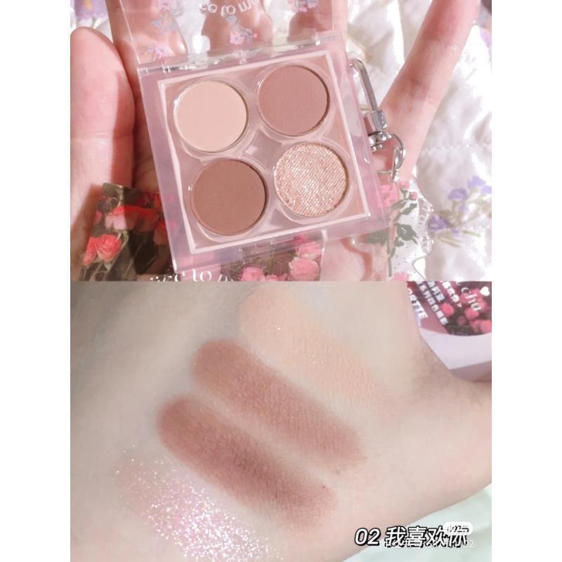 Flortte Bảng Phấn Mắt Bốn Màu Gợn Sóng Thời Trang