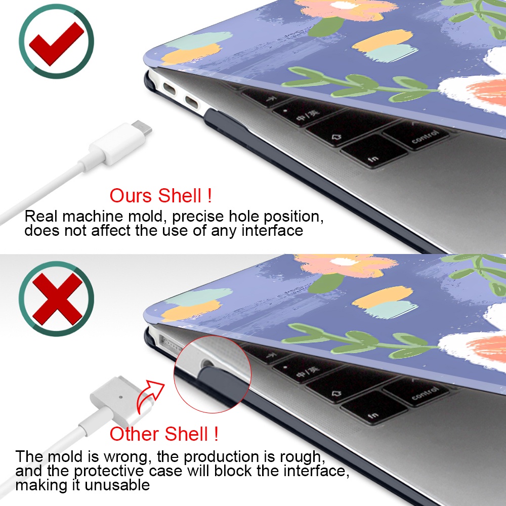 Abstract Flower Print Case With Dust Plug   Keybaord Cover For Macbook M2 Pro Air 13 A2338 A2681 M1 Air A2337 A2179 A1932 2020 2021 Pro 13 14 16 Inch Protective Shell VUK5