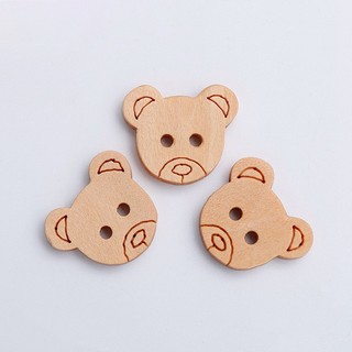 Nút gỗ hình mặt gấu Mini xinh xắn size 1.5cm