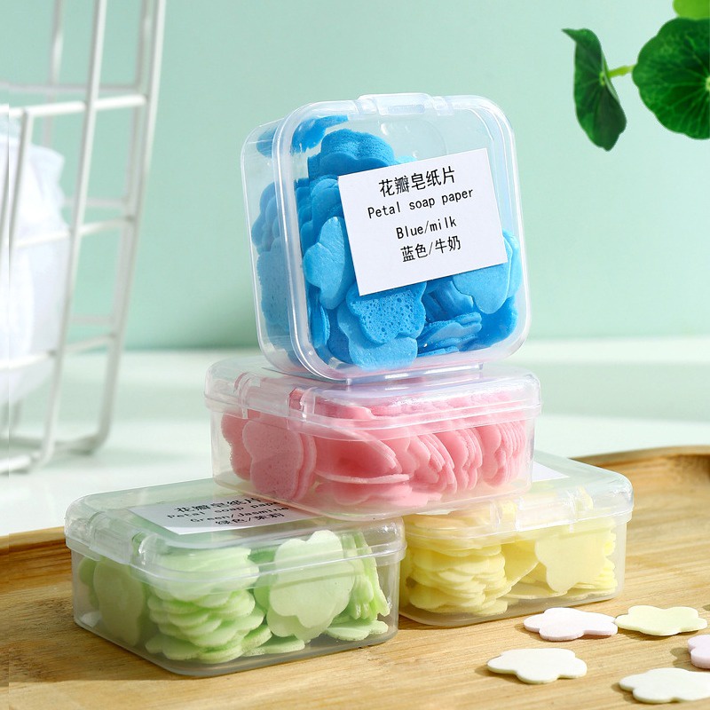 Xà Phòng Giấy Hình Hoa / Xà Phòng Rửa Tay Dùng Một Lần Có Mùi Thơm / Tạo Bọt Khi Đi Du Lịch / Xà Phòng Vệ Sinh / Dụng Cụ Làm Sạch Ngoài Trời