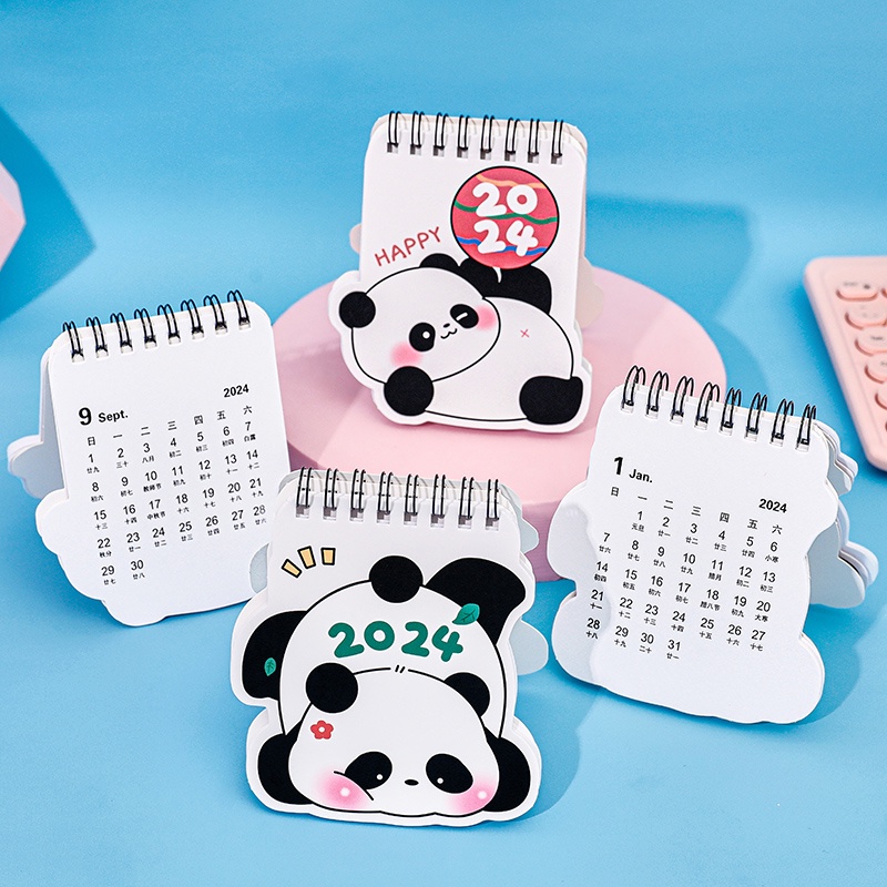 Lịch 2024 Để Bàn mini Hình Gấu Trúc Hoạt Hình Dễ Thương