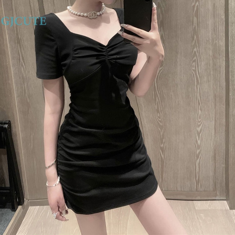Đầm Cổ Vuông Ôm Dáng Phối Dây Rút Phong Cách Pháp Thời Trang Mùa Hè Hàng Mới 2023 Dành Cho Bạn Nữ