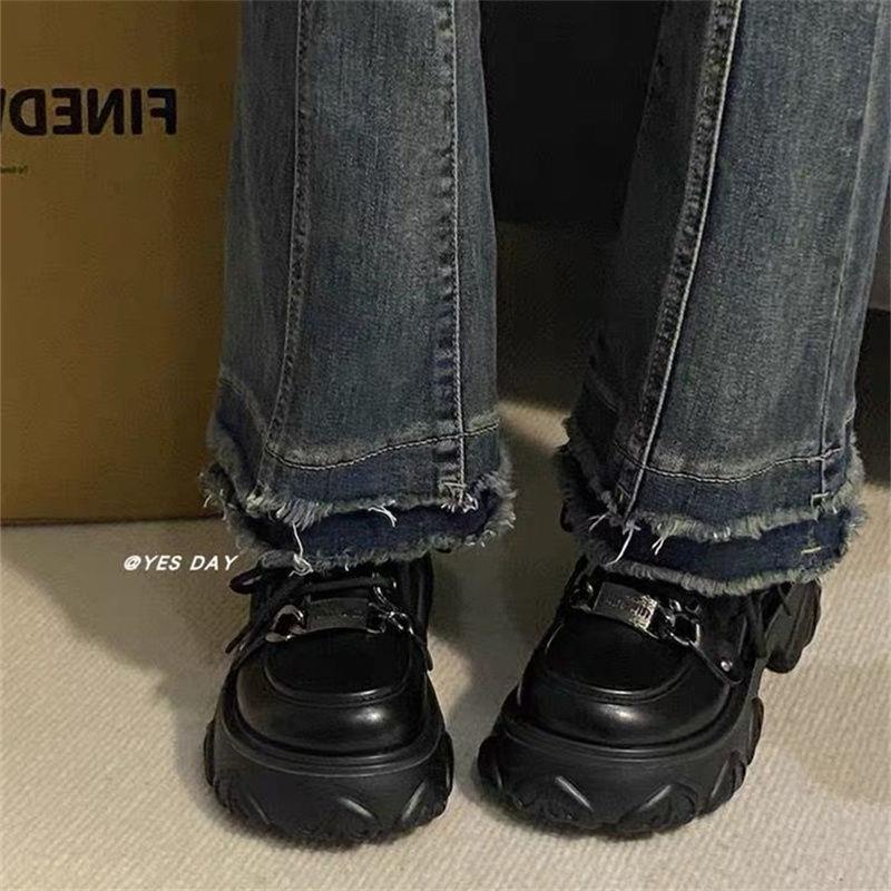 Giày Da Đế Dày Buộc Dây Thời Trang Xuân Thu 2023 Cho Nữ