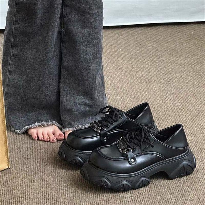 Giày Da Đế Dày Buộc Dây Thời Trang Xuân Thu 2023 Cho Nữ