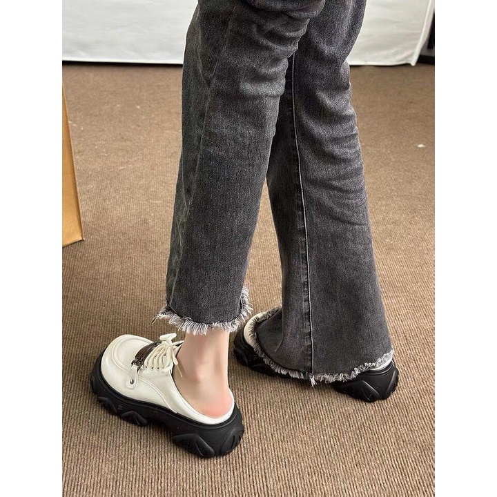 Giày Da Đế Dày Buộc Dây Thời Trang Xuân Thu 2023 Cho Nữ