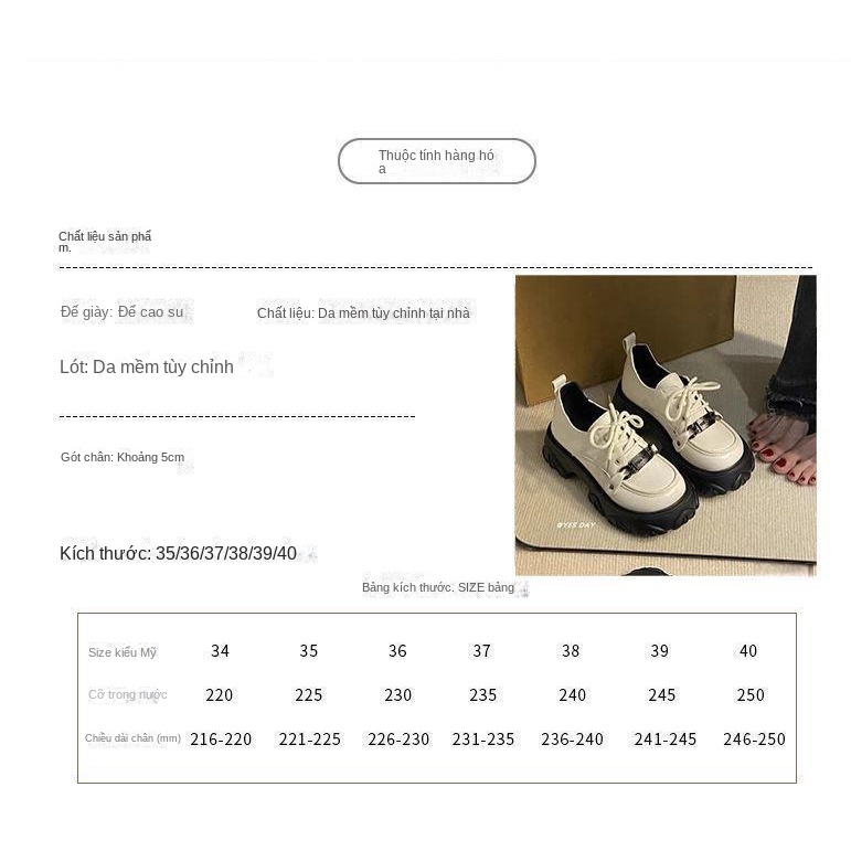 Giày Da Đế Dày Buộc Dây Thời Trang Xuân Thu 2023 Cho Nữ