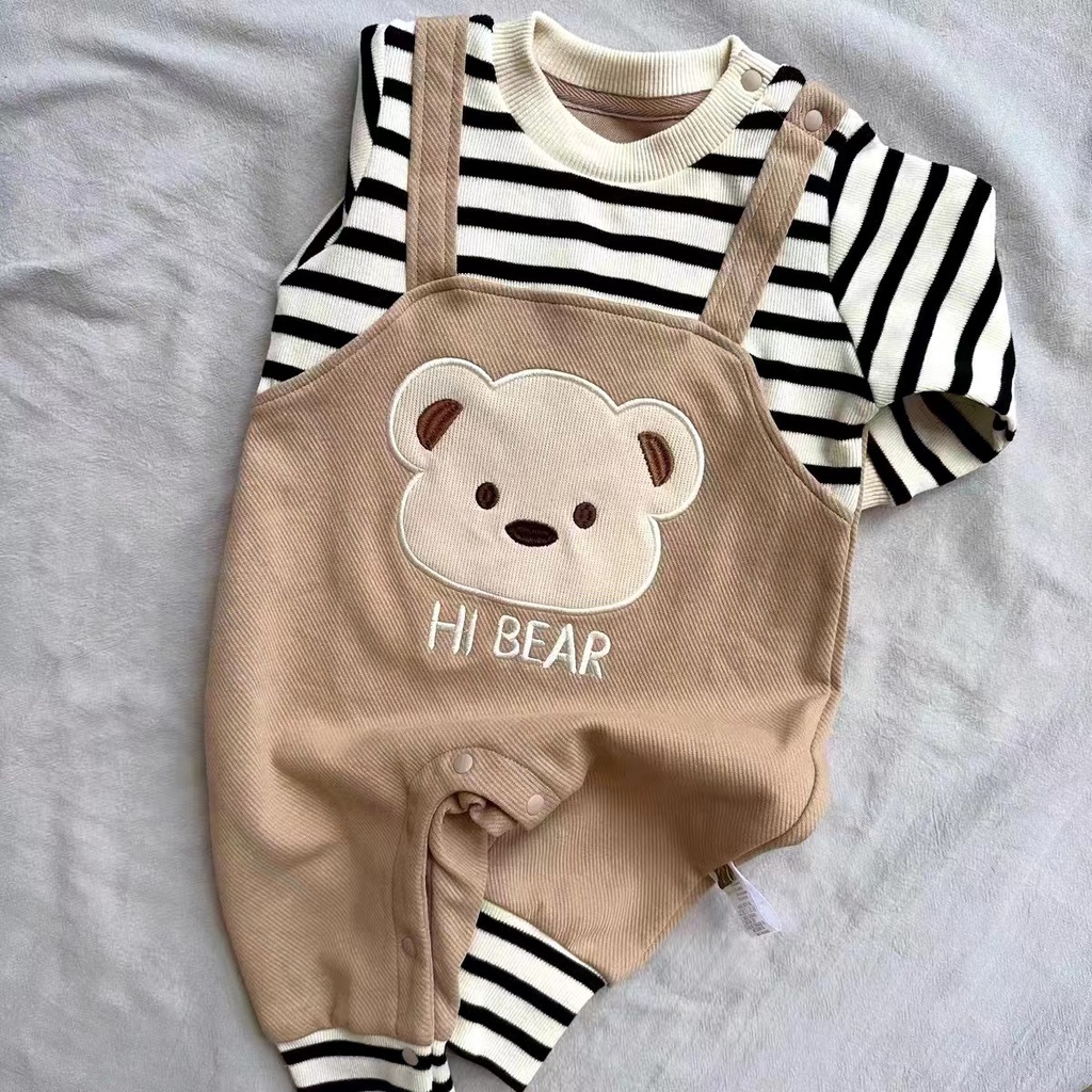 Áo Liền Quần Họa Tiết Hoạt Hình Thời Trang Xuân Thu Cho Bé