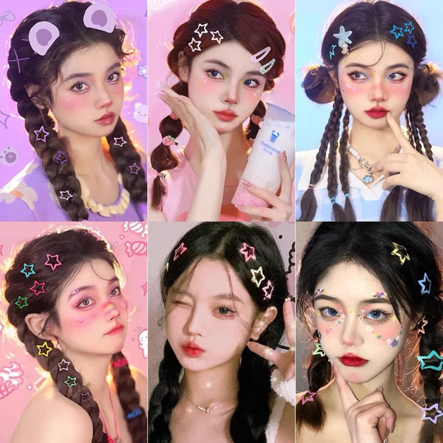 Set 6 / 10 / 20 Kẹp Tóc Ngôi Sao Nhiều Màu Dễ Thương Cho Bé Gái