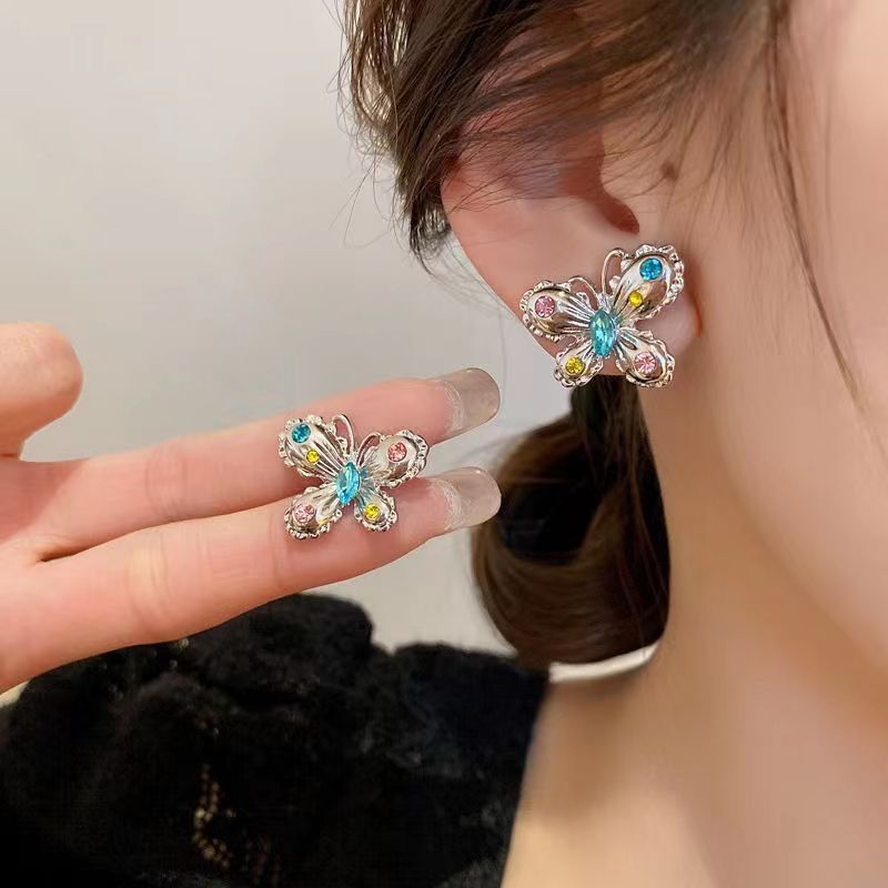 Bông Tai Hình Bướm Đính Đá Thời Trang Hàn Quốc Dành Cho Nữ