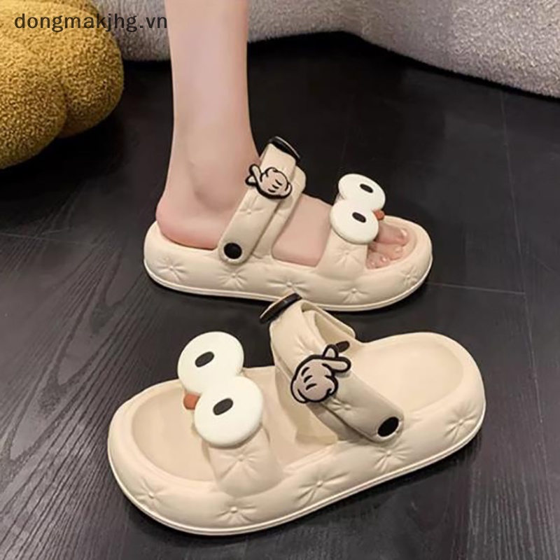 Dép Đế Dày Thoáng Khí Chống Trượt In Hình Chú Chó Mắt To Dễ Thương Cho Nữ