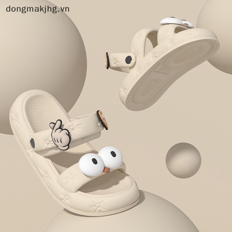 Dép Đế Dày Thoáng Khí Chống Trượt In Hình Chú Chó Mắt To Dễ Thương Cho Nữ