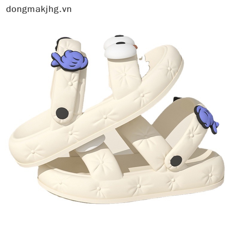 Dép Đế Dày Thoáng Khí Chống Trượt In Hình Chú Chó Mắt To Dễ Thương Cho Nữ