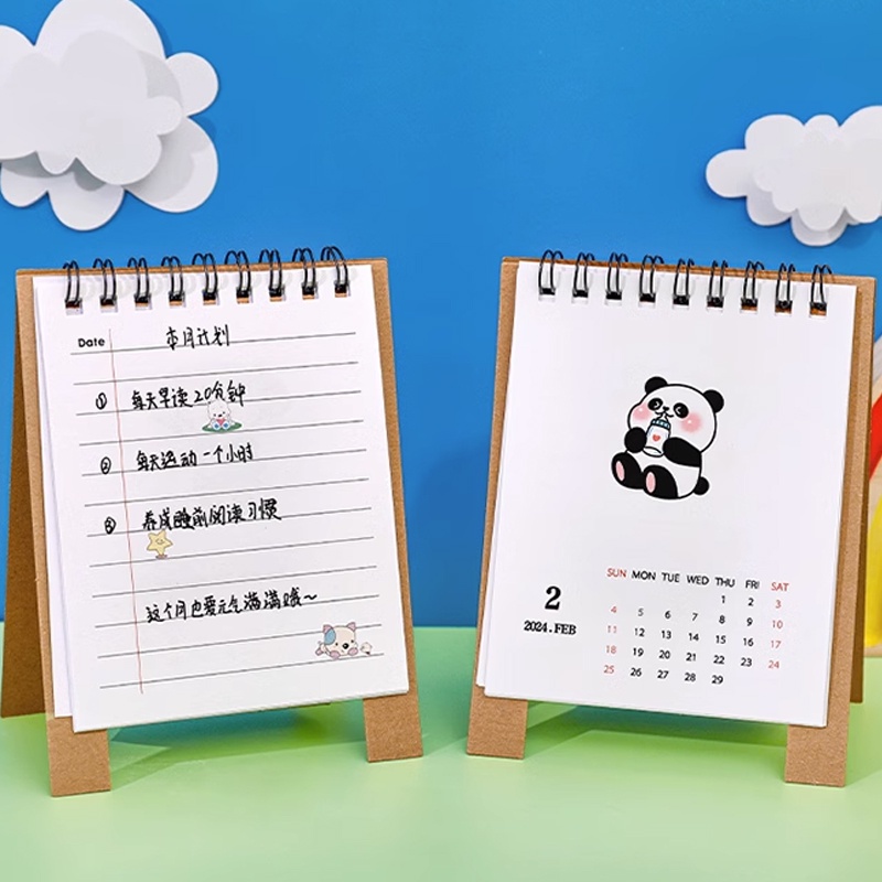 Lịch Để Bàn 2024 mini Họa Tiết Hoạt Hình Dễ Thương