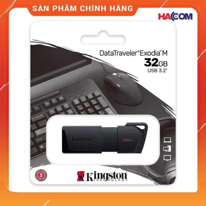 Thiết bị lưu trữ USB Kingston DataTraveler Exodia M DTXM (USB 3.2 Gen1), màu đen bảo hành 5 năm