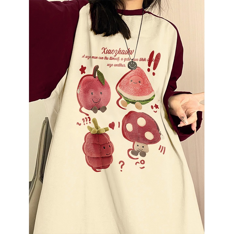 Áo Thun Tay Dài 100% cotton In Họa Tiết Thời Trang Hàn Quốc Cho Nữ