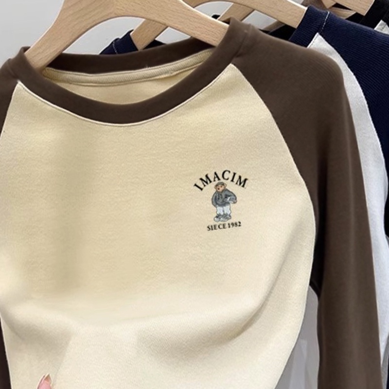 Áo Thun 100% cotton Tay Dài In Họa Tiết Phong Cách Hàn Quốc Dành Cho Nữ