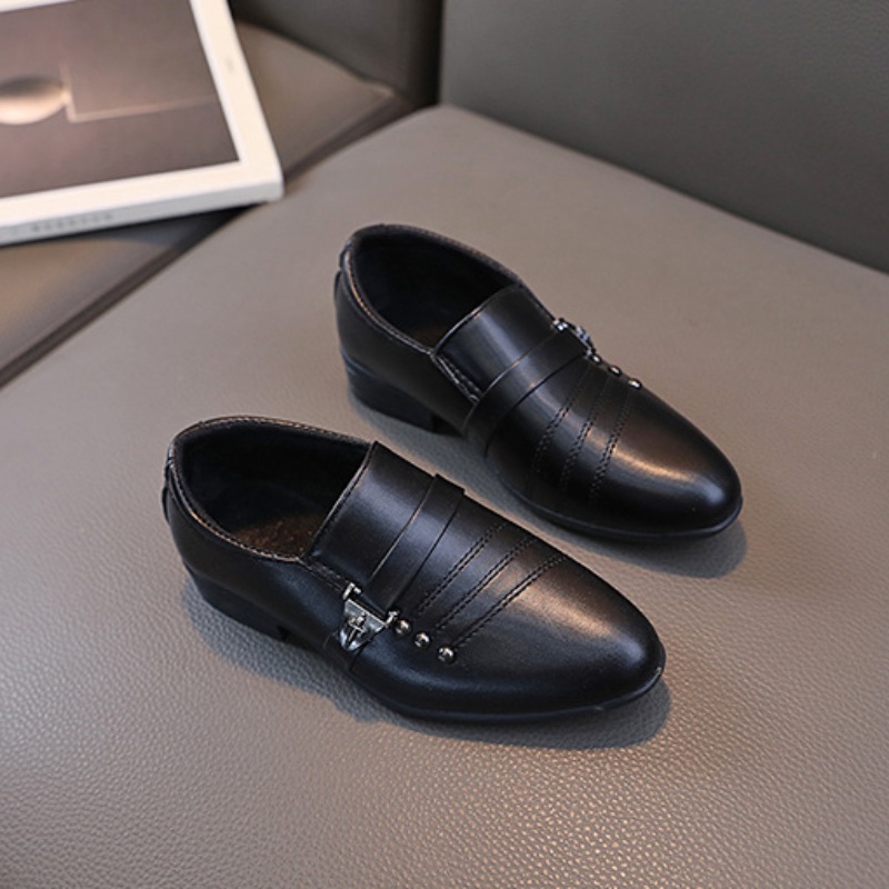 Giày Da Nhám Mũi Nhọn Gót Thấp Thời Trang Dự Tiệc Cho Bé Trai