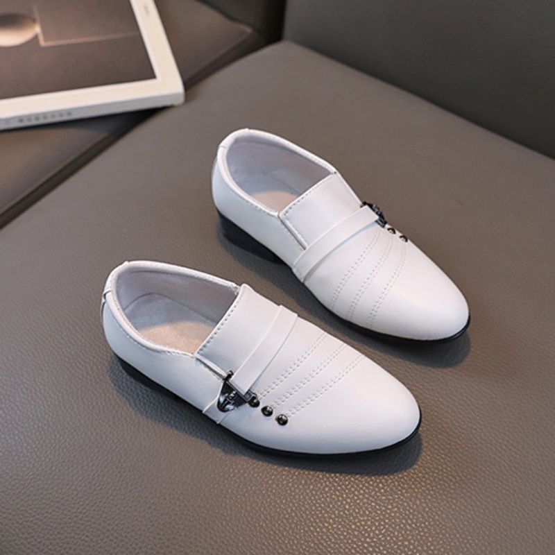 Giày Da Nhám Mũi Nhọn Gót Thấp Thời Trang Dự Tiệc Cho Bé Trai