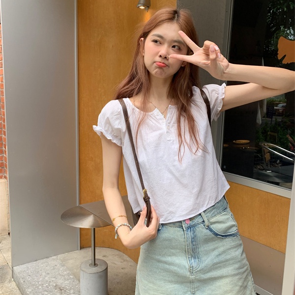 Áo Kiểu Tay Phồng Thời Trang Mùa Hè Xinh Xắn Cho Nữ