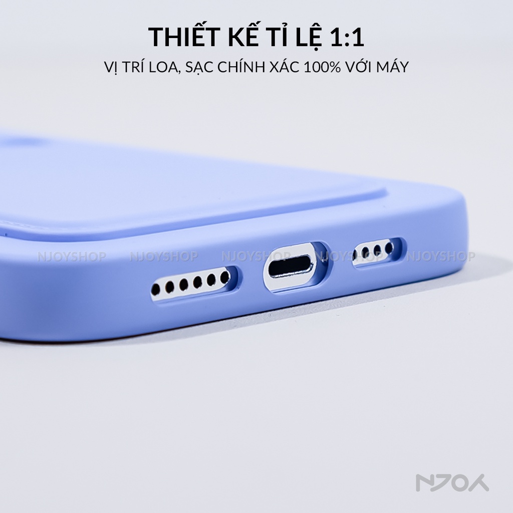 Ốp Điện Thoại Silicon Dẻo Có Ngăn Đựng Thẻ Lưng Nhám Màu Đen Tím Hồng cho Dt iPhone 11 12 13 14 15 Pro Max Njoyshop