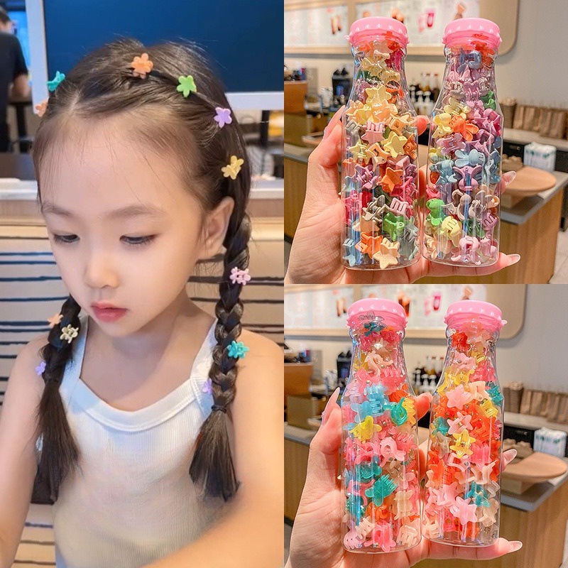 Set 100 Kẹp Tóc Hình Hoa / Ngôi Sao Dễ Thương Cho Bé Gái