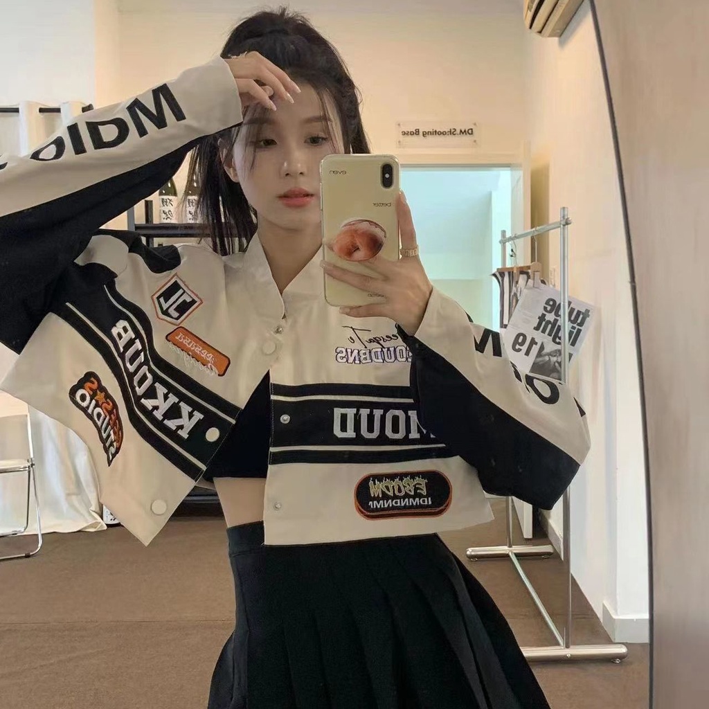 Áo Khoác Bóng Chày Phong Cách harajuku Mỹ Thiết Kế Mới 2023 y2k Có Thể Tháo Rời