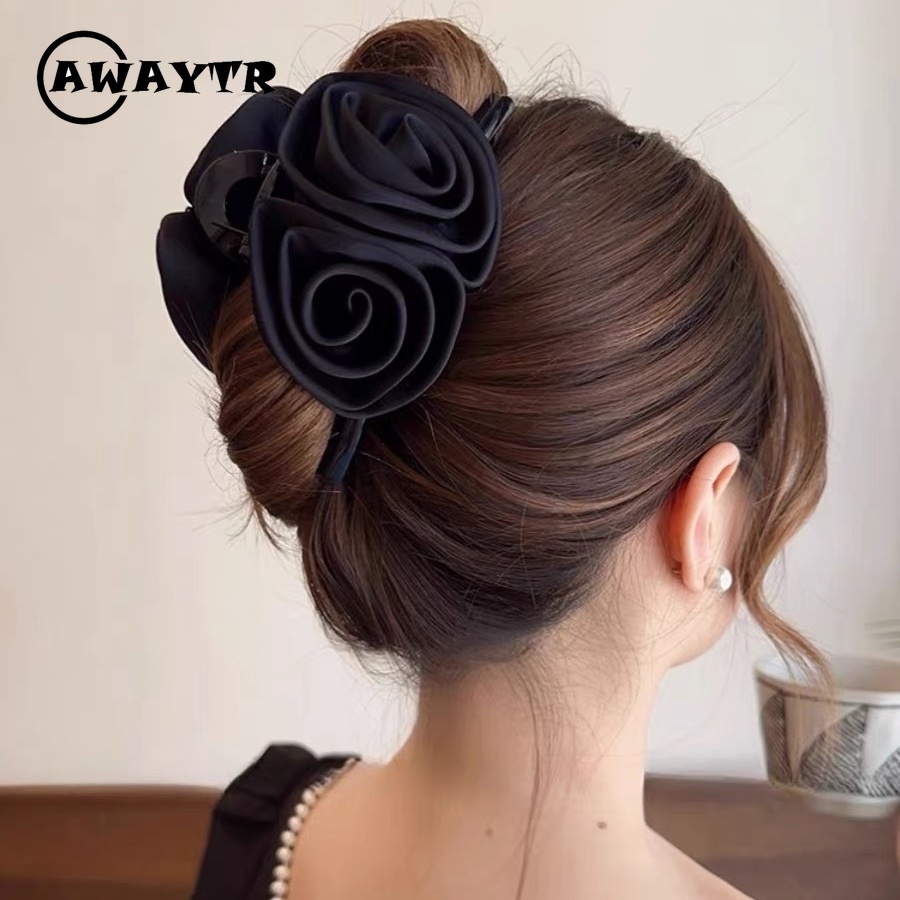 Kẹp Tóc Vải Hình Hoa Hồng 12.5cm Thời Trang Cho Nữ