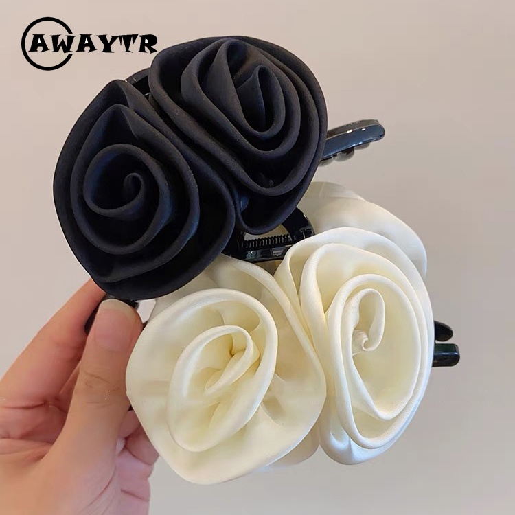 Kẹp Tóc Vải Hình Hoa Hồng 12.5cm Thời Trang Cho Nữ
