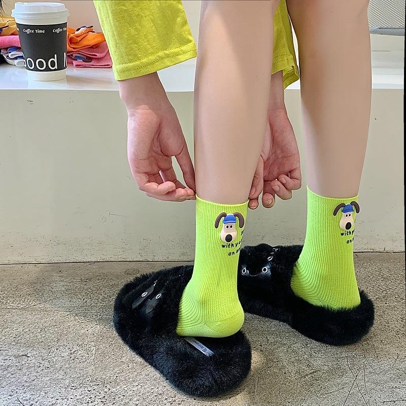 Vớ cotton Mỏng Đục Lỗ Nhiều Màu Sắc In Chữ puppy Dễ Thương Thời Trang Mùa Hè