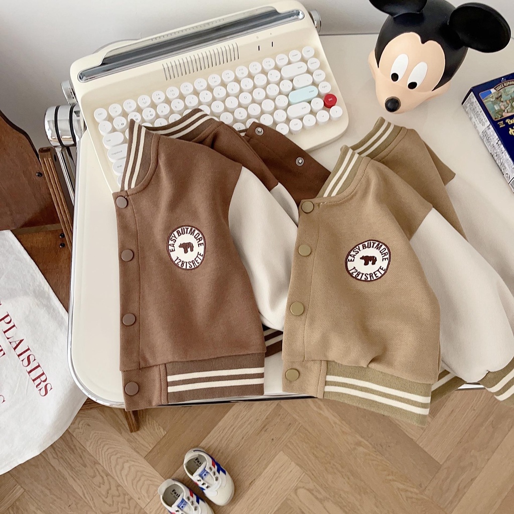 Áo Khoác Bóng Chày Thêu Chữ Thời Trang Hàn Quốc Dành Cho Bé 0-5 Tuổi