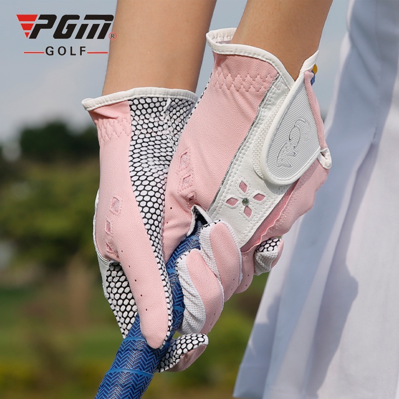 Găng Tay Golf Nữ Vải Sợi Co Dãn Chống Trượt - PGM Women's Cotton Golf Gloves - ST020