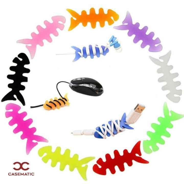 1 Dụng Cụ Quấn Dây Cáp Tai Nghe Điện Thoại / Máy Tính Bảng Hình Xương Cá