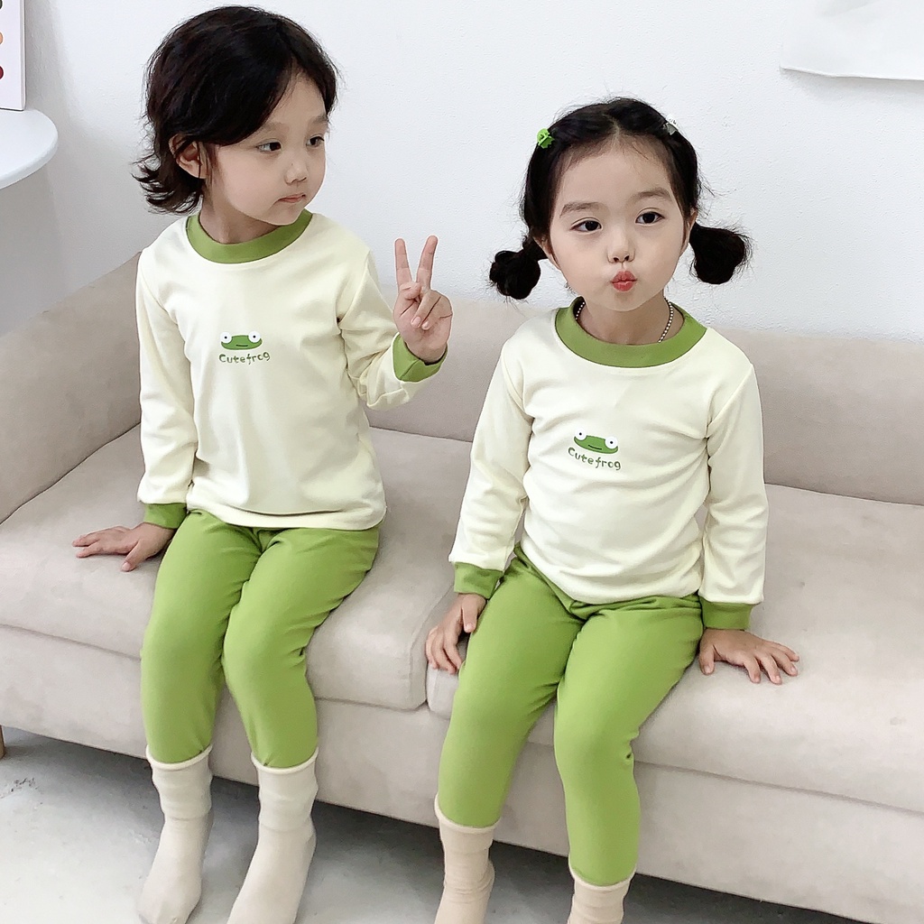 Bộ Quần Áo Ngủ Thu Đông Ấm Áp In Hình Gấu / ultraman Dễ Thương Cho Bé