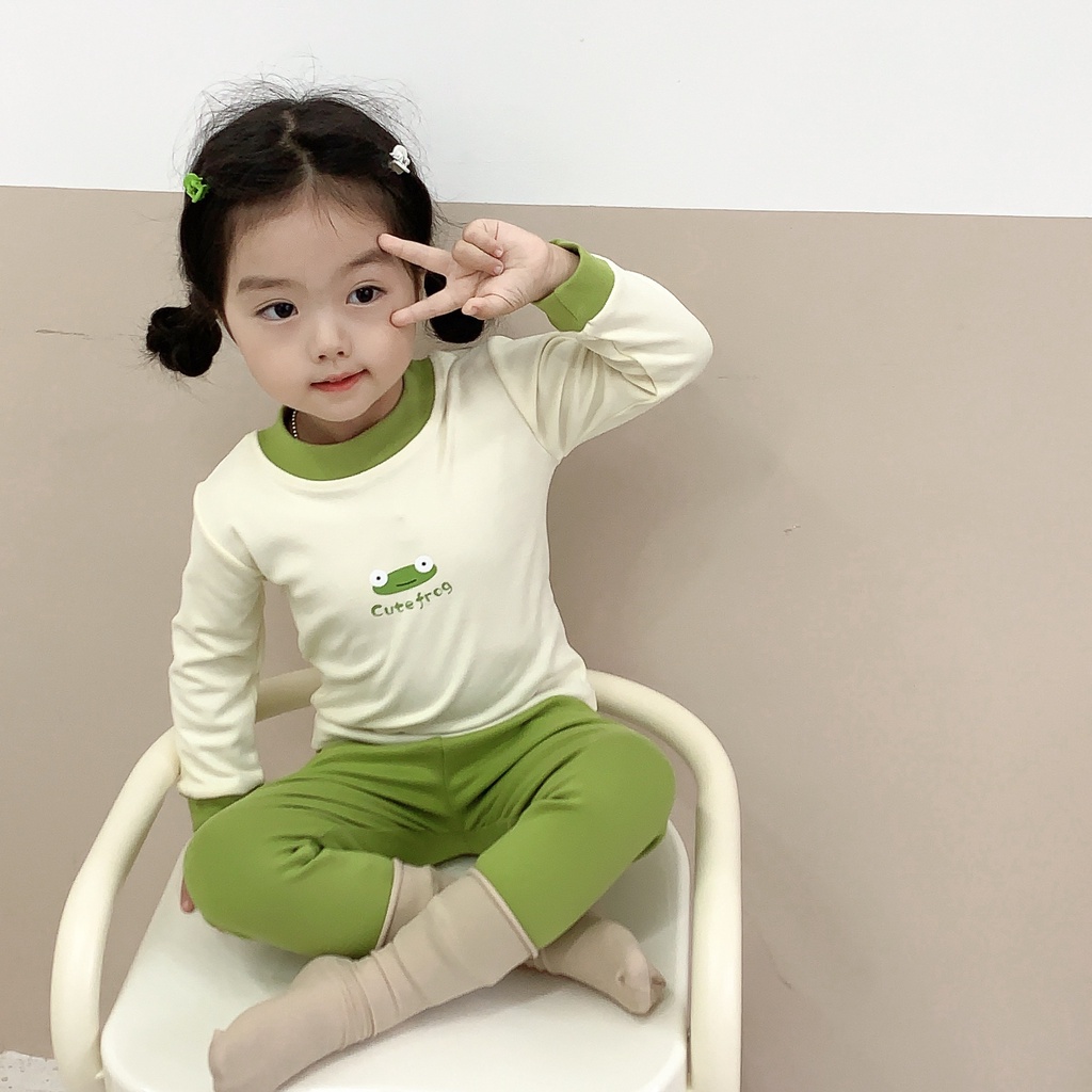Bộ Quần Áo Ngủ Thu Đông Ấm Áp In Hình Gấu / ultraman Dễ Thương Cho Bé