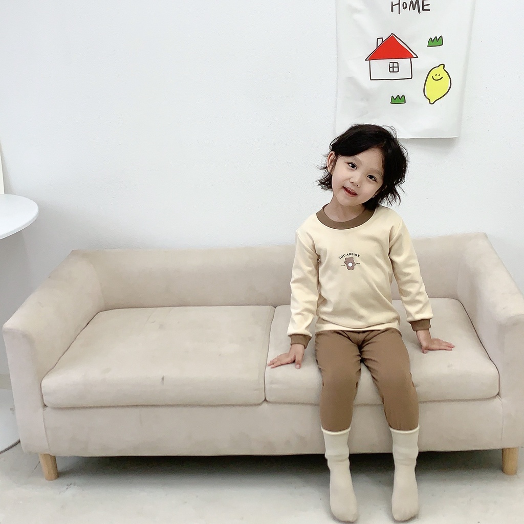 Bộ Quần Áo Ngủ Thu Đông Ấm Áp In Hình Gấu / ultraman Dễ Thương Cho Bé