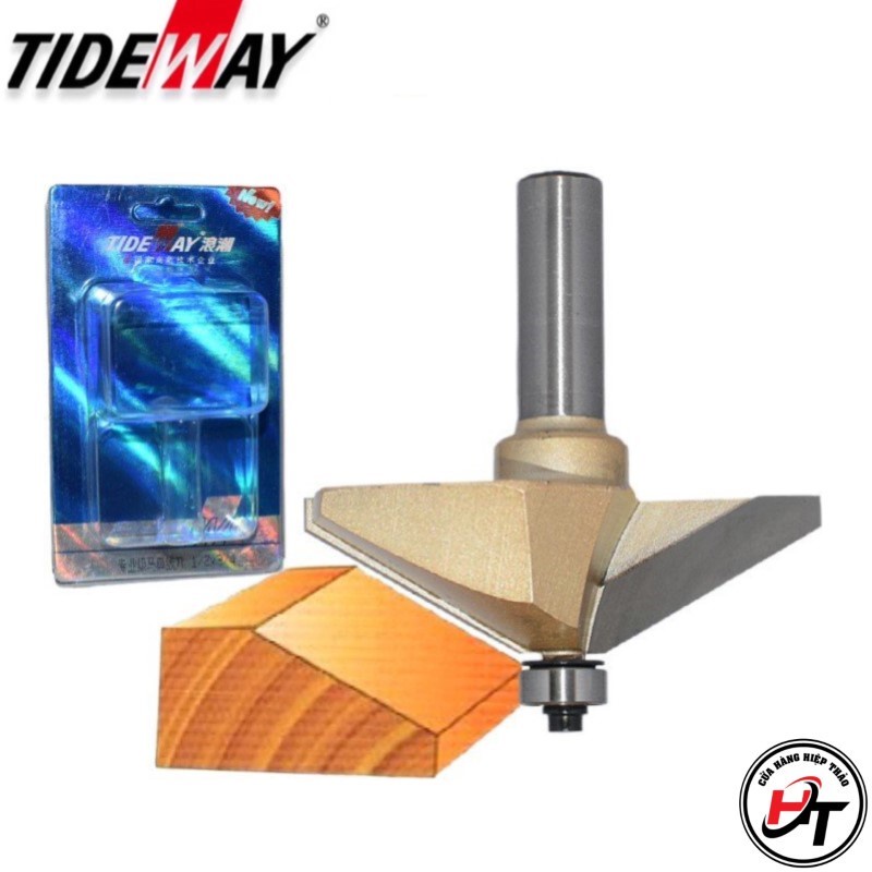 Mũi phay gỗ vát cạnh 30 độ có bi mũi soi vát mép 60 độ Tideway VAT-30-TW