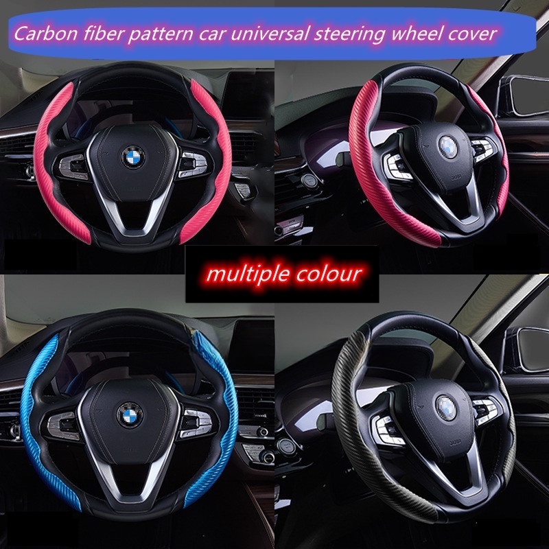 Vỏ Bọc Vô Lăng Xe Hơi Chất Liệu Silicon Sợi carbon Chống Trượt Màu Đen Kích Thước 38cm 15 inch 2.5