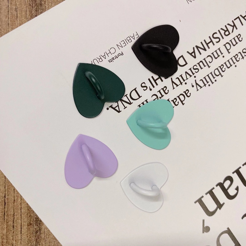 Móc Treo Điện Thoại Di Động Tự Dính Hình Trái Tim Bằng Kim Loại