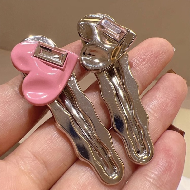 Kẹp Tóc Kim Loại Màu Bạc Sáng Hình Kim Cương / Trái Tim / Gợn Sóng Cho Nữ