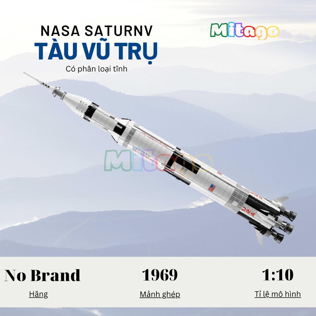 Mô Hình Lắp Ráp Siêu Tàu Vũ Trụ Technic Nasa Apolo Saturn V tỉ lệ 1:10 SKU 12006 1969 PCS cung cấp bởi Mitago