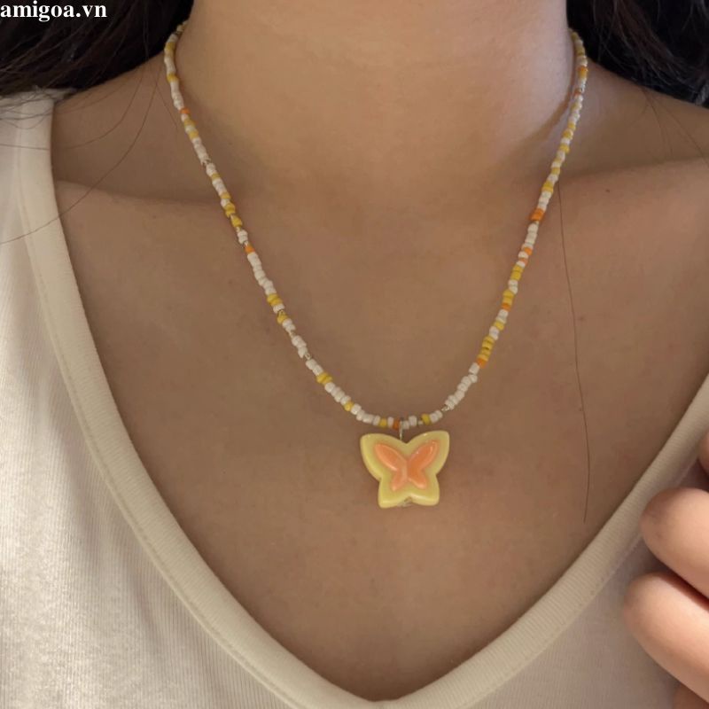 ✨✨Vòng cổ Xỏ Hạt Mặt Hình Bướm Thời Trang Cho Nữ