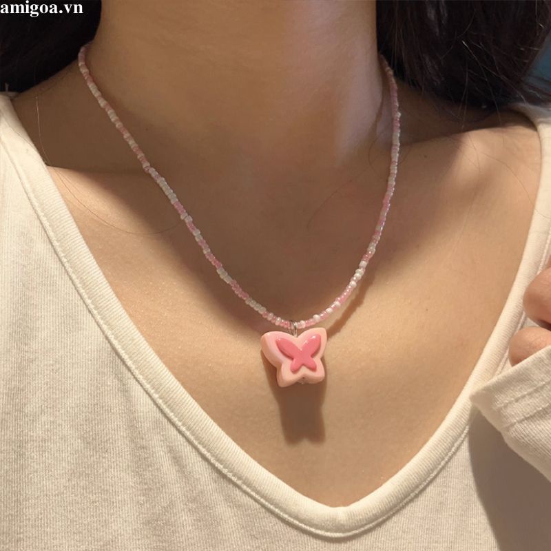 ✨✨Vòng cổ Xỏ Hạt Mặt Hình Bướm Thời Trang Cho Nữ