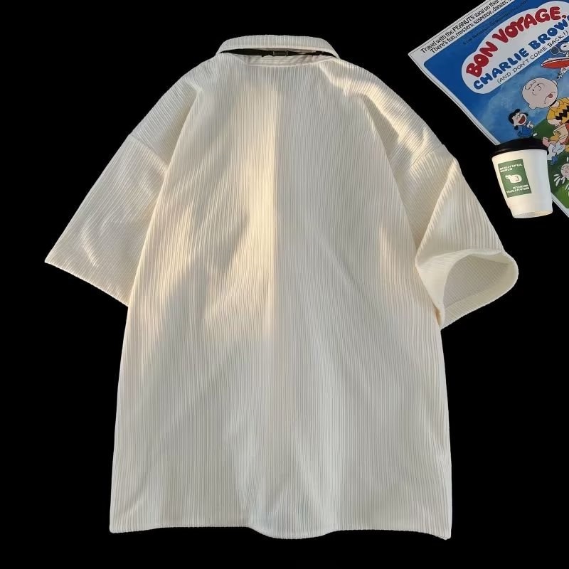 Áo Sơ Mi Tay Ngắn Dáng Rộng Màu Trơn Phong Cách Đường Phố Mỹ Thời Trang Mùa Hè 2023