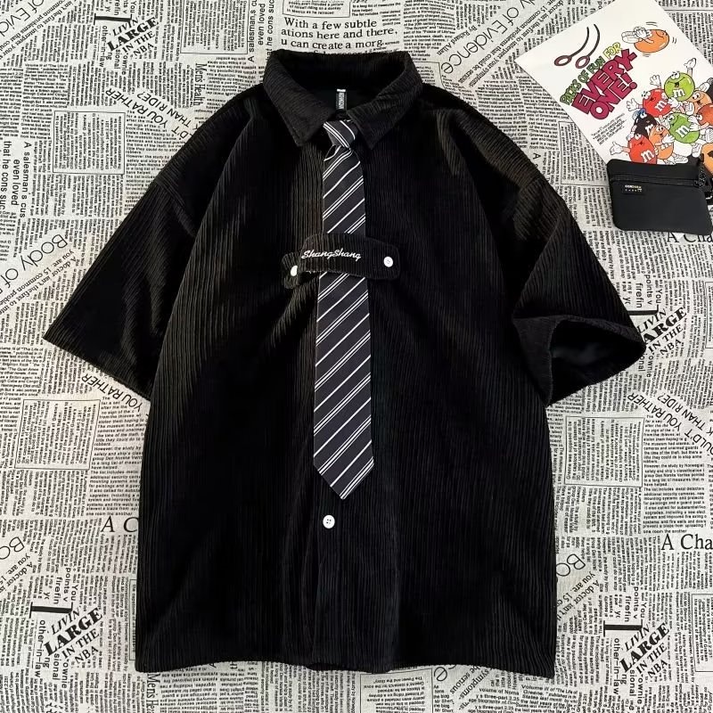 Áo Sơ Mi Tay Ngắn Dáng Rộng Màu Trơn Phong Cách Đường Phố Mỹ Thời Trang Mùa Hè 2023