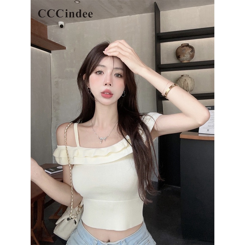 Cccindee Áo Hai Dây Ôm Dáng Màu Tương Phản Thời Trang Mới 2023 Dành Cho Bạn Nữ