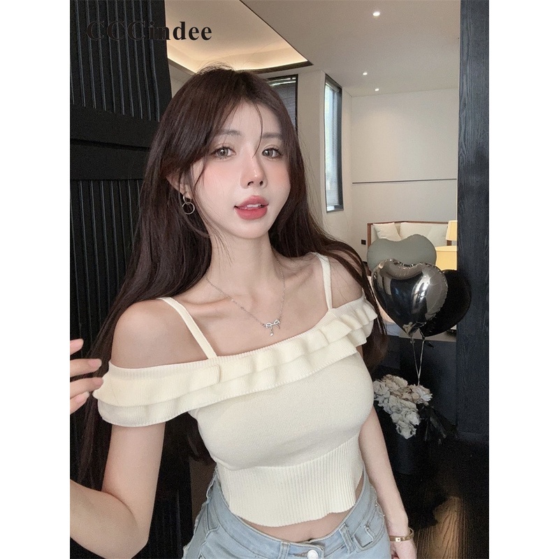 Cccindee Áo Hai Dây Ôm Dáng Màu Tương Phản Thời Trang Mới 2023 Dành Cho Bạn Nữ